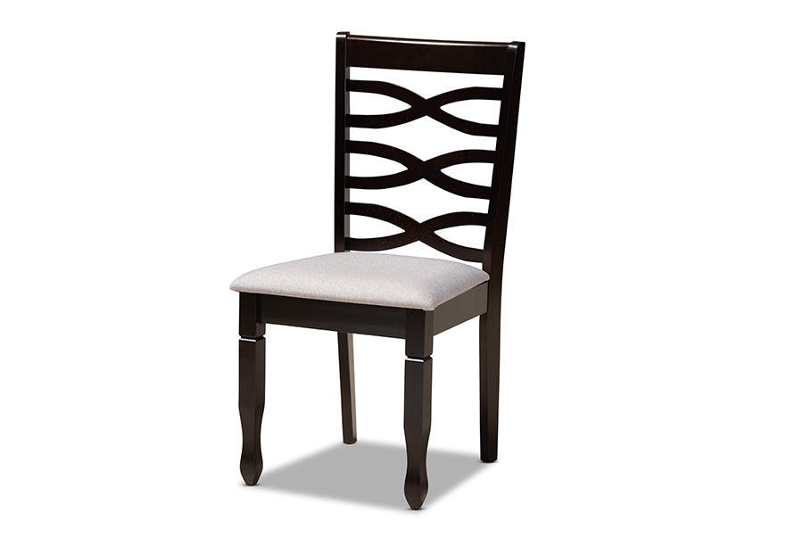 baxton studio leda modern and contemporary grey fabric upholstered and dark brown finished wood 5 piece dining set | Modish Furniture Store-3