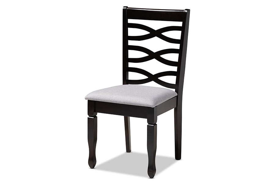 Baxton Studio Lanier Modern and Contemporary Gray Fabric Upholstered Espresso Brown Finished Wood Dining Chair Set of 4 | Modishstore | Dining Chairs - 3