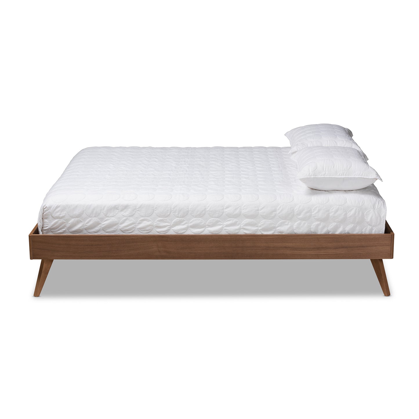 Baxton Studio Lissette Mid-Century Modern Walnut Brown Finished Wood King Size Platform Bed Frame | Beds | Modishstore - 2