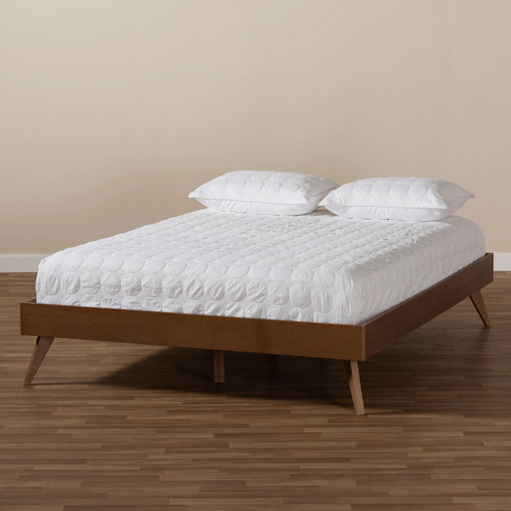 Baxton Studio Lissette Mid-Century Modern Walnut Brown Finished Wood King Size Platform Bed Frame | Beds | Modishstore - 6