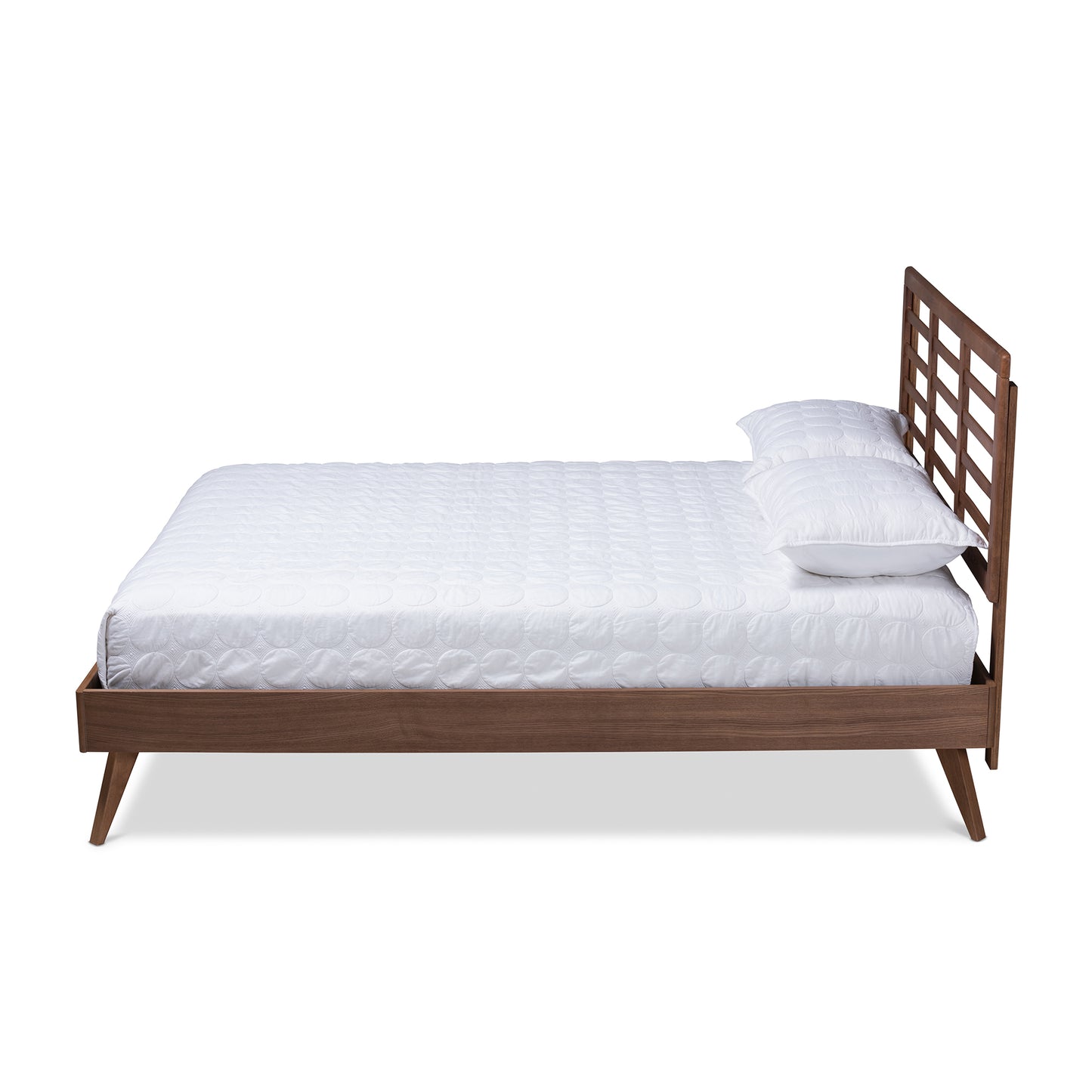 Baxton Studio Calisto Mid-Century Modern Walnut Brown Finished Wood Queen Size Platform Bed | Beds | Modishstore - 2