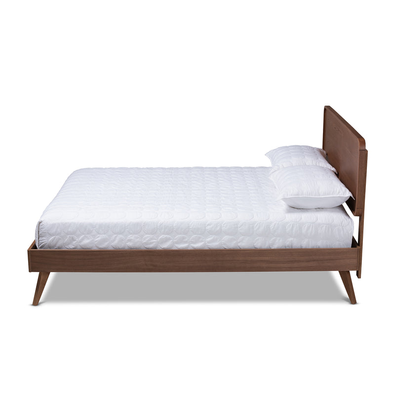 Baxton Studio Demeter Mid-Century Modern Walnut Brown Finished Wood King Size Platform Bed | Beds | Modishstore - 2