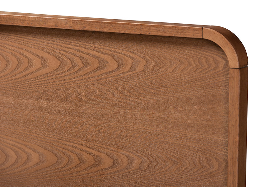 Baxton Studio Demeter Mid-Century Modern Walnut Brown Finished Wood King Size Platform Bed | Beds | Modishstore - 6