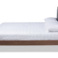 Baxton Studio Ines Mid-Century Modern Dark Grey Fabric Upholstered Walnut Brown Finished Wood Queen Size Platform Bed | Beds | Modishstore - 6