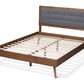 Baxton Studio Ines Mid-Century Modern Dark Grey Fabric Upholstered Walnut Brown Finished Wood Queen Size Platform Bed | Beds | Modishstore - 3