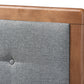 Baxton Studio Ines Mid-Century Modern Dark Grey Fabric Upholstered Walnut Brown Finished Wood Queen Size Platform Bed | Beds | Modishstore - 5