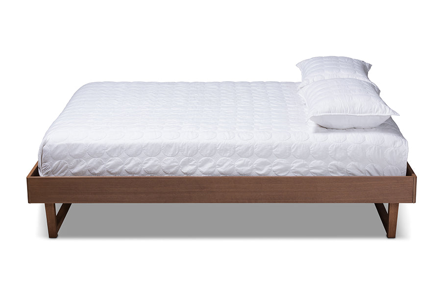 Baxton Studio Liliya Mid-Century Modern Walnut Brown Finished Wood King Size Platform Bed Frame | Beds | Modishstore - 5