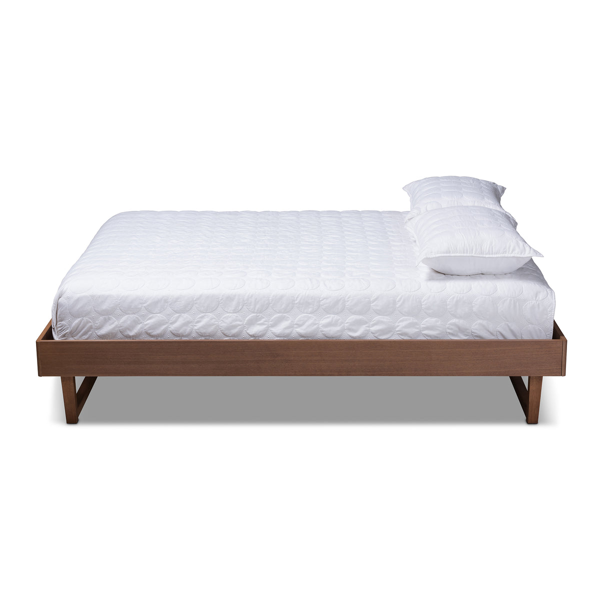 Baxton Studio Liliya Mid-Century Modern Walnut Brown Finished Wood Full Size Platform Bed Frame | Beds | Modishstore