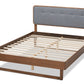 Baxton Studio Natalia Mid-Century Modern Dark Grey Fabric Upholstered and Ash Walnut Finished Wood Full Size Platform Bed | Beds | Modishstore - 7