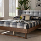 Baxton Studio Natalia Mid-Century Modern Dark Grey Fabric Upholstered and Ash Walnut Finished Wood Queen Size Platform Bed | Beds | Modishstore - 2