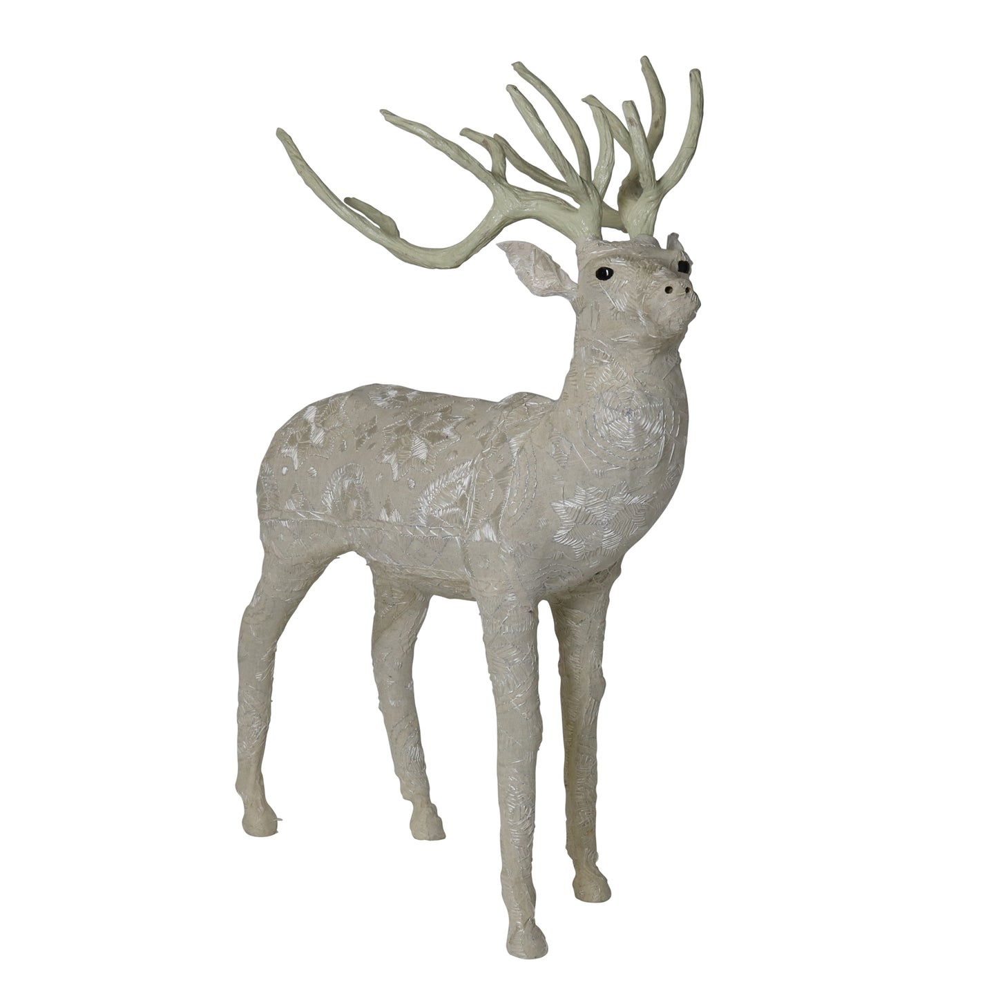 Homart Scandinavian Stag Standing Embroidered White-2