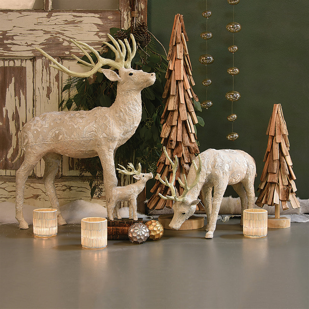 Homart Scandinavian Stag Standing Embroidered White-7