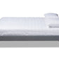 baxton studio liliya mid century modern dark grey fabric upholstered walnut brown finished wood queen size platform bed frame | Modish Furniture Store-3