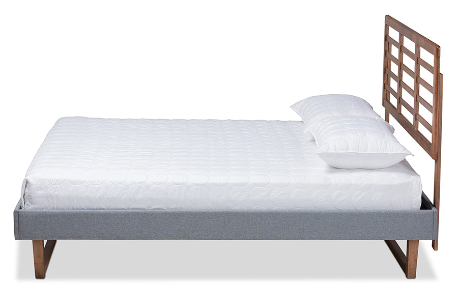 Baxton Studio Rina Modern and Contemporary Dark Grey Fabric Upholstered and Ash Walnut Brown Finished Wood Full Size Platform Bed | Beds | Modishstore - 2