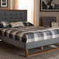 Baxton Studio Emele Modern Transitional Dark Grey Fabric Upholstered and Ash Walnut Brown Finished Wood Queen Size Platform Bed | Beds | Modishstore