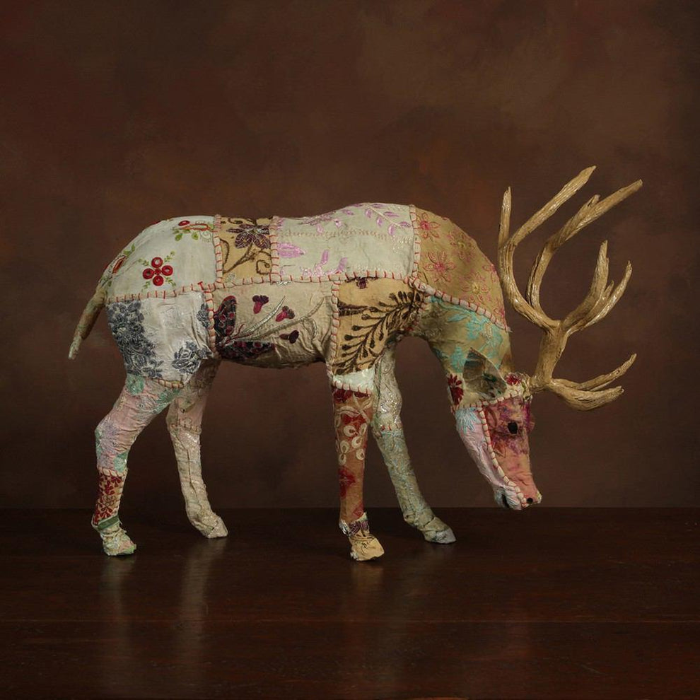 HomArt Bavarian Forest Stag Grazing - Beige Sari-7