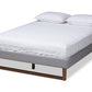 baxton studio liliya mid century modern light grey fabric upholstered walnut brown finished wood full size platform bed frame | Modish Furniture Store-2