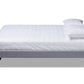 baxton studio liliya mid century modern light grey fabric upholstered walnut brown finished wood full size platform bed frame | Modish Furniture Store-3