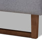 Baxton Studio Liliya Mid-Century Modern Light Grey Fabric Upholstered Walnut Brown Finished Wood Queen Size Platform Bed Frame | Beds | Modishstore - 5