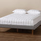 Baxton Studio Liliya Mid-Century Modern Light Grey Fabric Upholstered Walnut Brown Finished Wood Queen Size Platform Bed Frame | Beds | Modishstore - 3