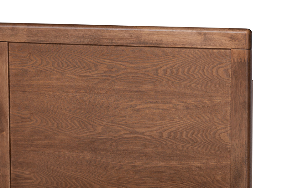 Baxton Studio Eloise Rustic Modern Light Grey Fabric Upholstered and Ash Walnut Brown Finished Wood Queen Size Platform Bed | Beds | Modishstore - 3