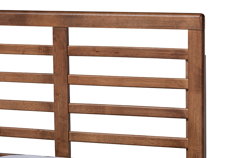 Baxton Studio Luciana Modern and Contemporary Light Grey Fabric Upholstered and Ash Walnut Brown Finished Wood Queen Size Platform Bed | Beds | Modishstore - 3
