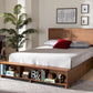 Baxton Studio Tamsin Modern Transitional Ash Walnut Brown Finished Wood Full Size 4-Drawer Platform Storage Bed with Built-In Shelves | Modishstore | Beds