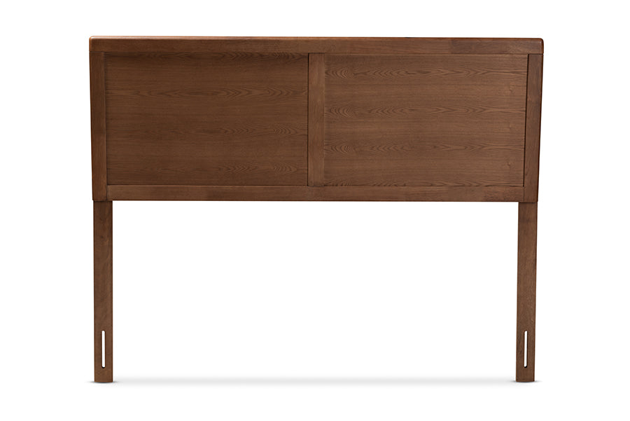 baxton studio raya mid century modern walnut brown finished wood full size headboard | Modish Furniture Store-3