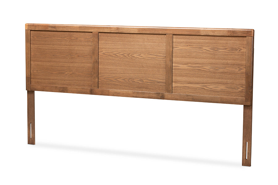 Baxton Studio Raya Mid-Century Modern Walnut Brown Finished Wood King Size Headboard | Headboards | Modishstore - 5