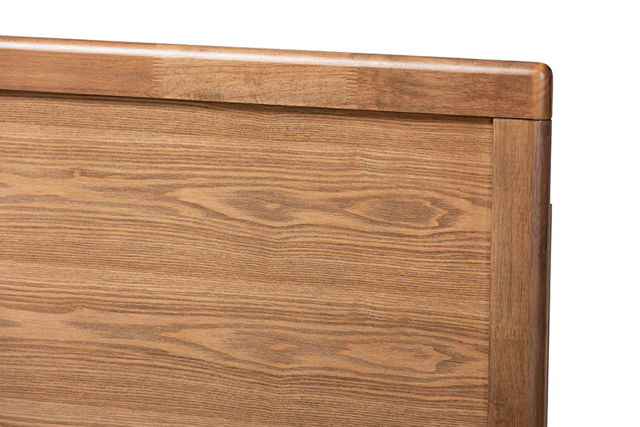 Baxton Studio Raya Mid-Century Modern Walnut Brown Finished Wood King Size Headboard | Headboards | Modishstore - 4