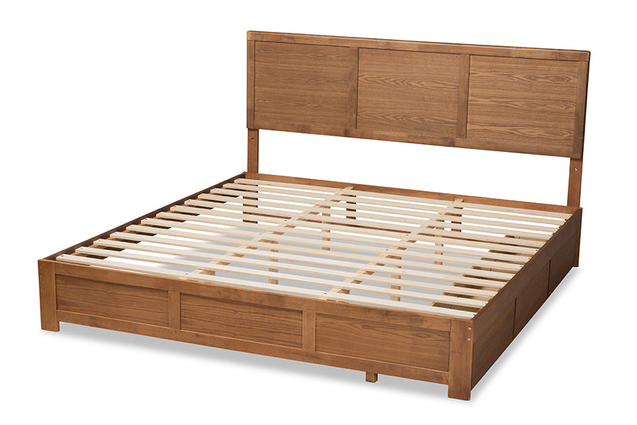 Baxton Studio Aras Modern and Contemporary Transitional Ash Walnut Brown Finished Wood King Size 3-Drawer Platform Storage Bed | Beds | Modishstore - 5