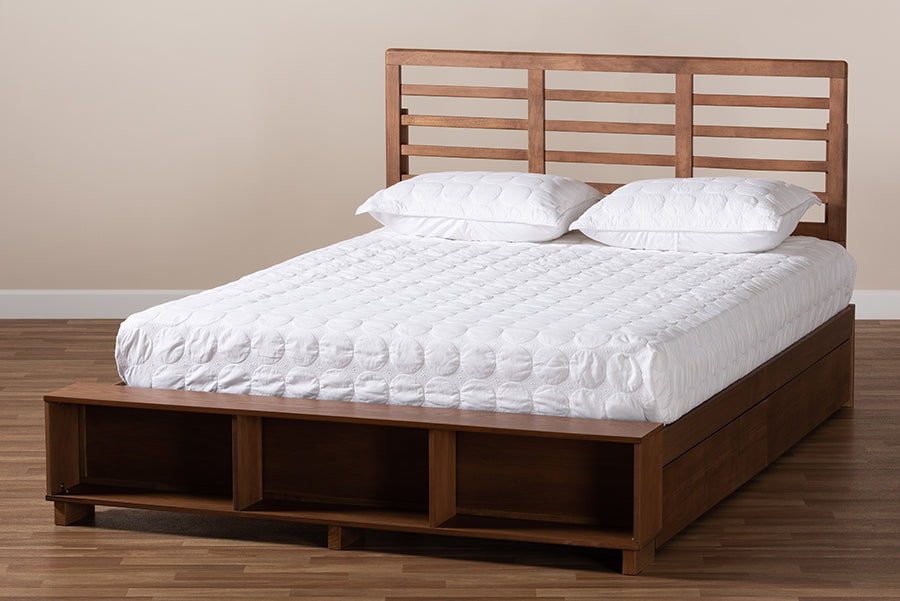 Baxton Studio Milana Modern Transitional Ash Walnut Brown Finished Wood 4-Drawer Queen Size Platform Storage Bed | Beds | Modishstore - 3