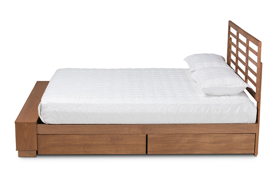 Baxton Studio Milana Modern Transitional Ash Walnut Brown Finished Wood 4-Drawer Queen Size Platform Storage Bed | Beds | Modishstore - 4