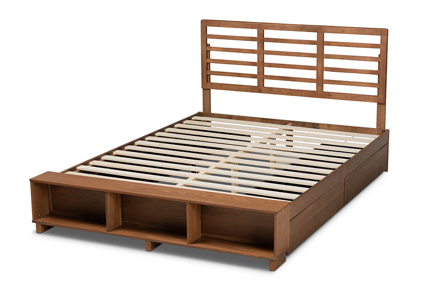 Baxton Studio Milana Modern Transitional Ash Walnut Brown Finished Wood 4-Drawer Full Size Platform Storage Bed | Beds | Modishstore - 6