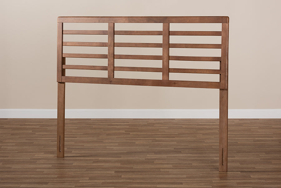 Baxton Studio Salome Mid-Century Modern Walnut Brown Finished Wood Queen Size Open Slat Headboard | Headboards | Modishstore - 4