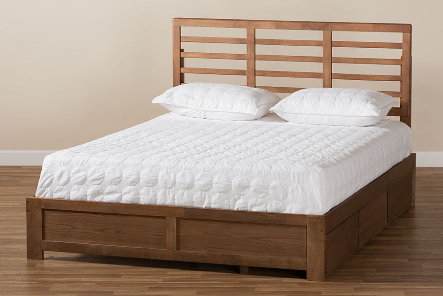 Baxton Studio Piera Modern and Contemporary Transitional Ash Walnut Brown Finished Wood Full Size 3-Drawer Platform Storage Bed | Beds | Modishstore - 3