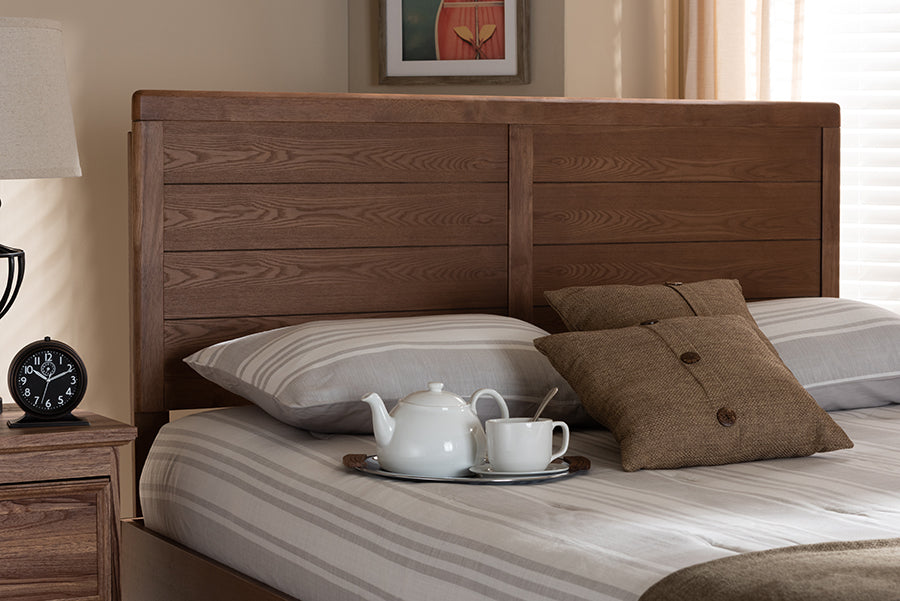Baxton Studio Seren Mid-Century Modern Walnut Brown Finished Wood Queen Size Headboard | Headboards | Modishstore - 2