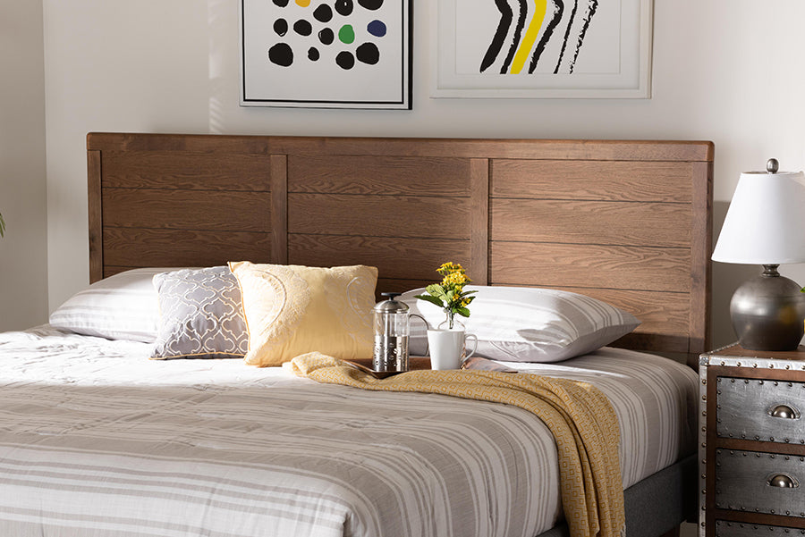 baxton studio seren mid century modern walnut brown finished wood king size headboard | Modish Furniture Store-2