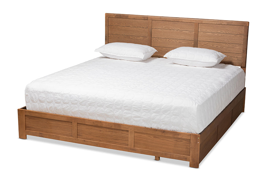 baxton studio lisa modern and contemporary transitional ash walnut brown finished wood king size 3 drawer platform storage bed | Modish Furniture Store-2