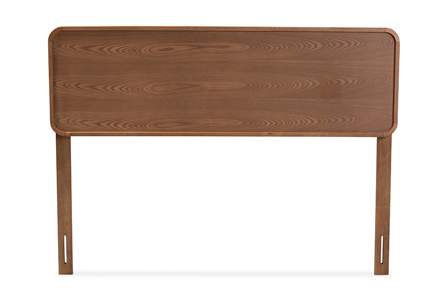 baxton studio mailene mid century modern walnut brown finished wood queen size headboard | Modish Furniture Store-3