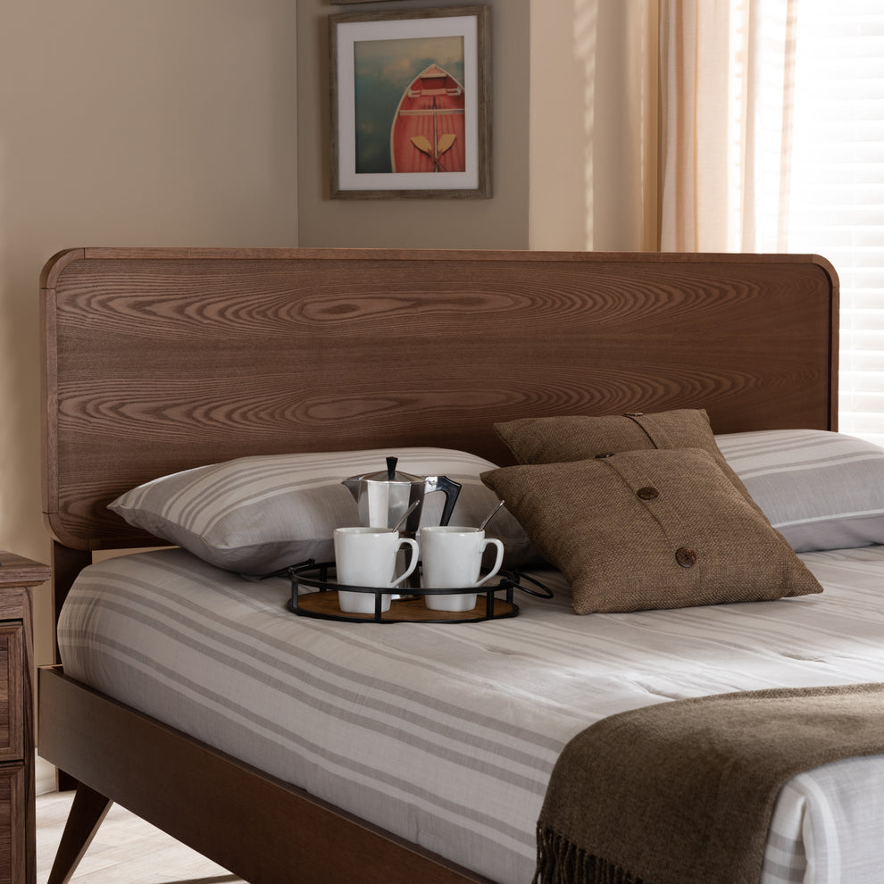 Baxton Studio Mailene Mid-Century Modern Walnut Brown Finished Wood Full Size Headboard | Headboards | Modishstore - 2