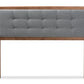 baxton studio sarine mid century modern dark grey fabric upholstered walnut brown finished wood full size headboard | Modish Furniture Store-3