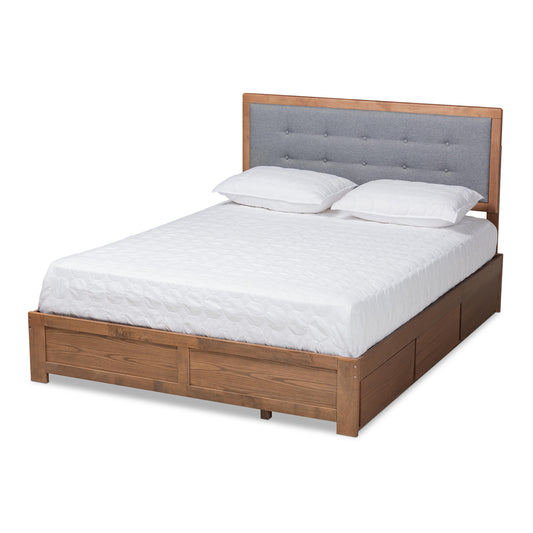 Baxton Studio Lene Modern and Transitional Dark Grey Ash Walnut Queen Size 3-Drawer Platform Storage Bed | Beds | Modishstore