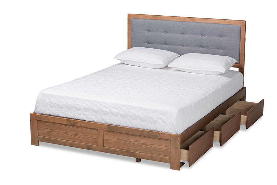 Baxton Studio Lene Modern and Transitional Dark Grey Ash Walnut Queen Size 3-Drawer Platform Storage Bed | Beds | Modishstore - 6