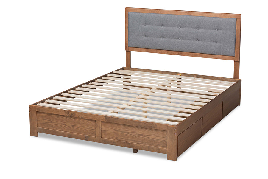 Baxton Studio Lene Modern and Transitional Dark Grey Fabric Brown Finished Wood King Size 3-Drawer Platform Storage Bed | Beds | Modishstore - 8