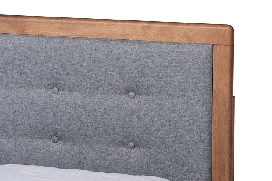 Baxton Studio Lene Modern and Transitional Dark Grey Fabric Brown Finished Wood King Size 3-Drawer Platform Storage Bed | Beds | Modishstore - 5