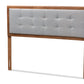 baxton studio sarine mid century modern light grey fabric upholstered walnut brown finished wood full size headboard | Modish Furniture Store-2