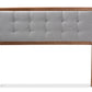 baxton studio sarine mid century modern light grey fabric upholstered walnut brown finished wood queen size headboard | Modish Furniture Store-3
