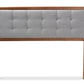 baxton studio sarine mid century modern light grey fabric upholstered walnut brown finished wood full size headboard | Modish Furniture Store-3