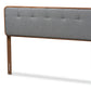 baxton studio palina mid century modern dark grey fabric upholstered walnut brown finished wood king size headboard | Modish Furniture Store-2